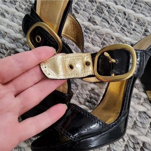 Vintage Coach Giada Patent Leather Sandals Size 7,5