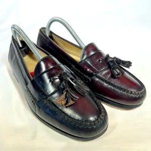 Vintage Cole Haan Burgundy Pinch Tassel Leather Loafers Dress Shoes Size 8