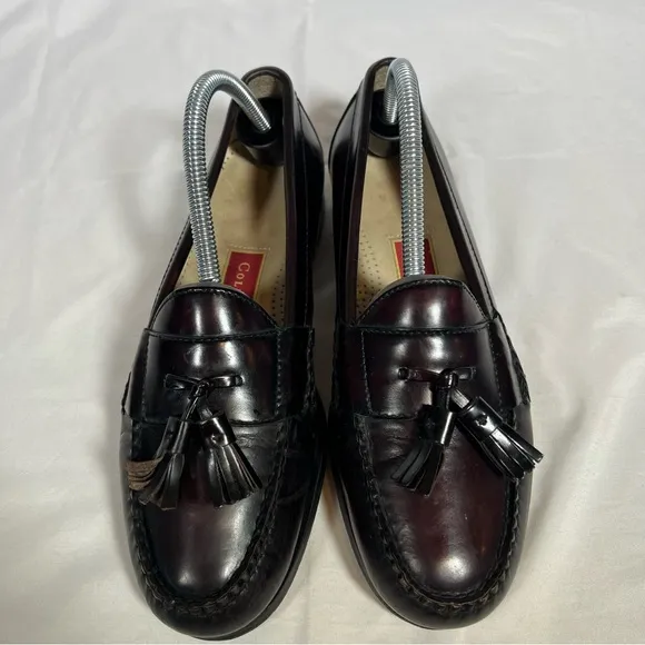 Vintage Cole Haan Burgundy Pinch Tassel Leather Loafers Dress Shoes Size 8