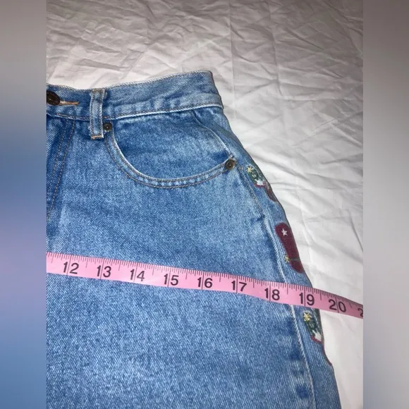 Vintage Cowboy Embroidered Denim Shorts