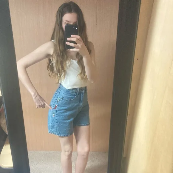 Vintage Cowboy Embroidered Denim Shorts