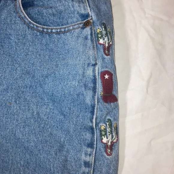 Vintage Cowboy Embroidered Denim Shorts