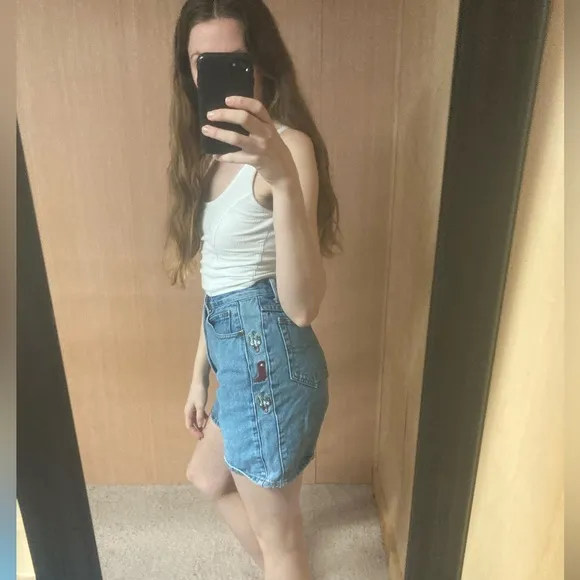 Vintage Cowboy Embroidered Denim Shorts