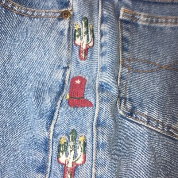 Vintage Cowboy Embroidered Denim Shorts