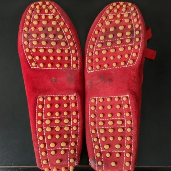 Vintage Delman Christmas Red Bow Luxury Holiday Leather Driving Loafers Shoes 9