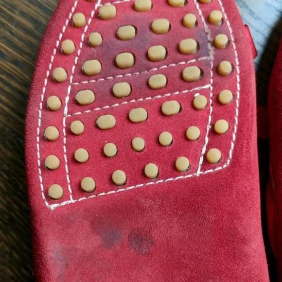 Vintage Delman Christmas Red Bow Luxury Holiday Leather Driving Loafers Shoes 9