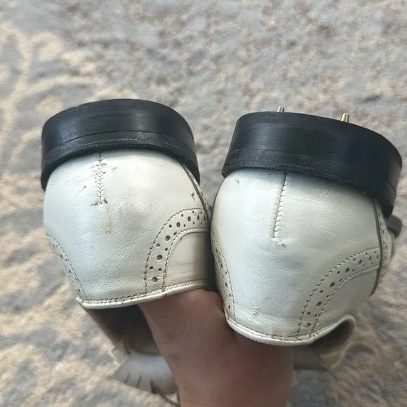 Vintage Dexter Men’s Golf Shoes Spikes Kiltie Leather White 9