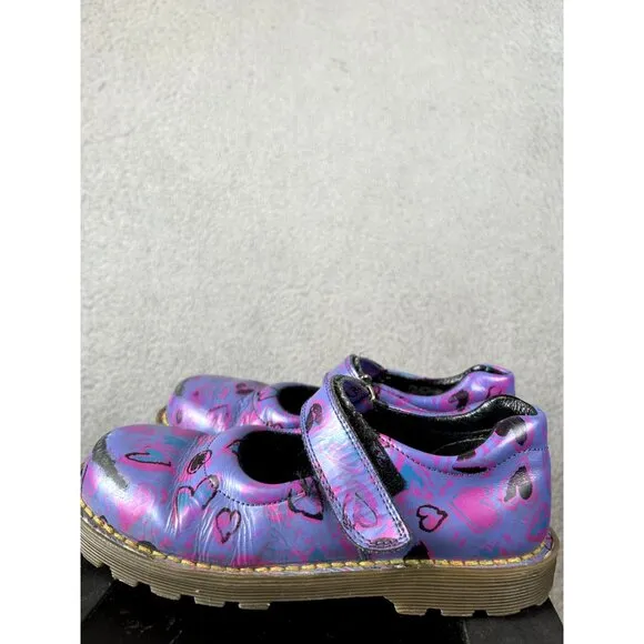 Vintage Dr Marten Maryjane Girl Toddler  Shoes Heart Graphic UK 13 US 1 RARE