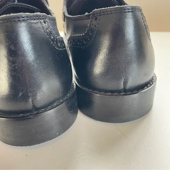 Vintage Florsheim Leather Brogue Derby Oxford Wingtips Dress Shoes Black 8.5 D