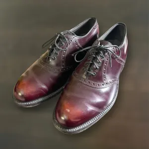 Vintage footjoy men’s dress shoe cherry red saddle Oxford shoes size 7‎ 1/2