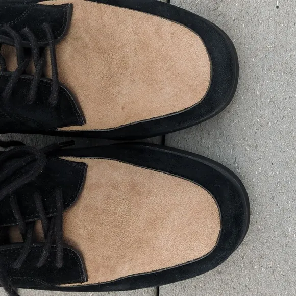 Vintage Hush Puppy Suede Black and Tan Suede Lace Up Dress Shoes 4.5Y
