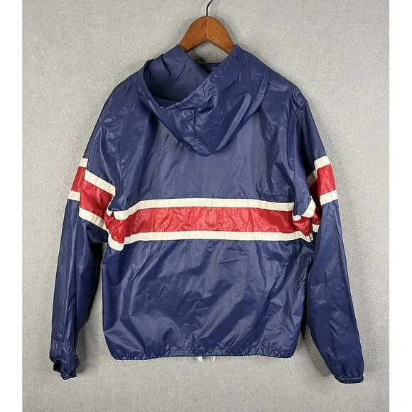 Vintage Izod Lacoste Mens Red Blue Nylon Windbreaker Jacket Size M‎