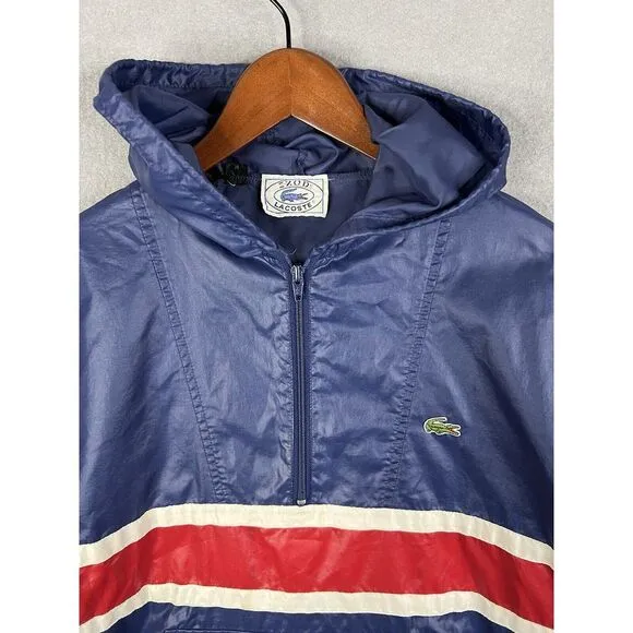 Vintage Izod Lacoste Mens Red Blue Nylon Windbreaker Jacket Size M‎