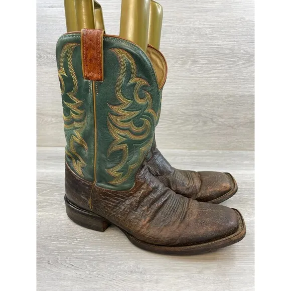Vintage Justin Boots 5505 Men's Boot Western Cowboy Ostrich Leather 11D Brown
