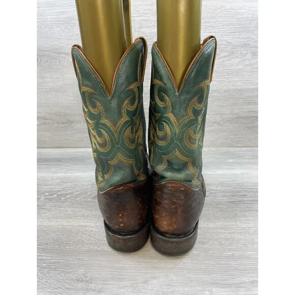 Vintage Justin Boots 5505 Men's Boot Western Cowboy Ostrich Leather 11D Brown