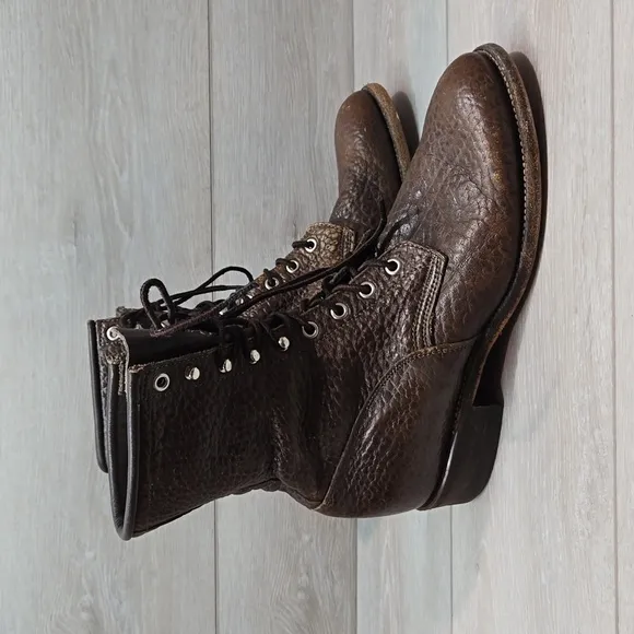 Vintage Justin Mens Y2K Leather 90 shoes combat sz 8D