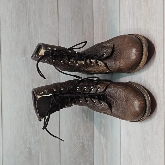 Vintage Justin Mens Y2K Leather 90 shoes combat sz 8D
