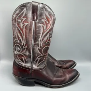 Vintage Laredo Men's 10.5 D Maroon Leather Western Boots Pull-On Mid-Calf Cowboy