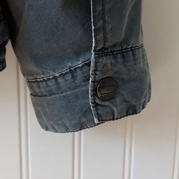 Vintage Levi's Men's XXL Bomber‎ Jacket Blue Distressed Hooded Coat
