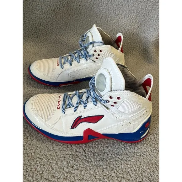 Vintage Li Ning Baron Davis VTG Basketball Shoes Mens 10.5 Red White Blue