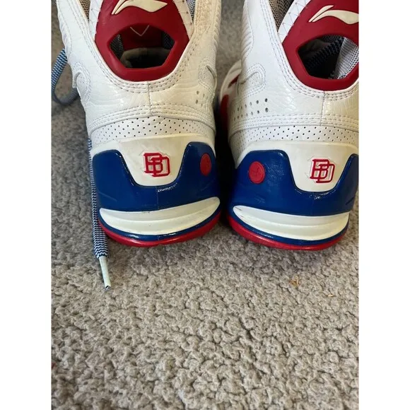 Vintage Li Ning Baron Davis VTG Basketball Shoes Mens 10.5 Red White Blue