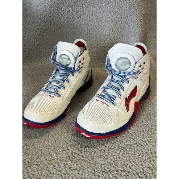 Vintage Li Ning Baron Davis VTG Basketball Shoes Mens 10.5 Red White Blue