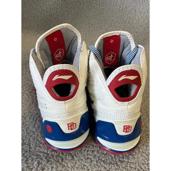 Vintage Li Ning Baron Davis VTG Basketball Shoes Mens 10.5 Red White Blue