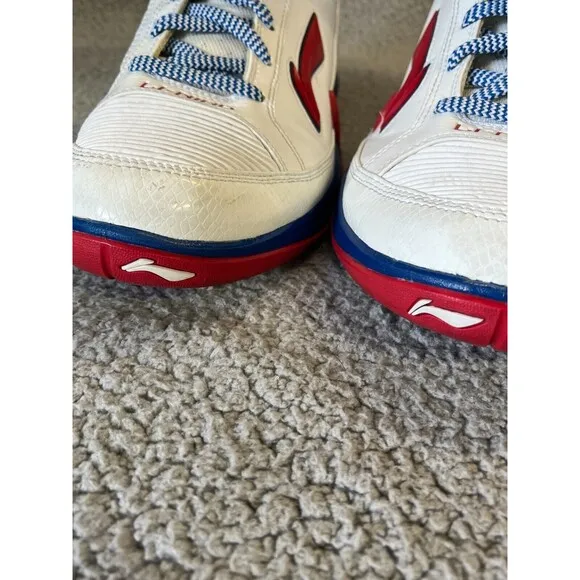 Vintage Li Ning Baron Davis VTG Basketball Shoes Mens 10.5 Red White Blue