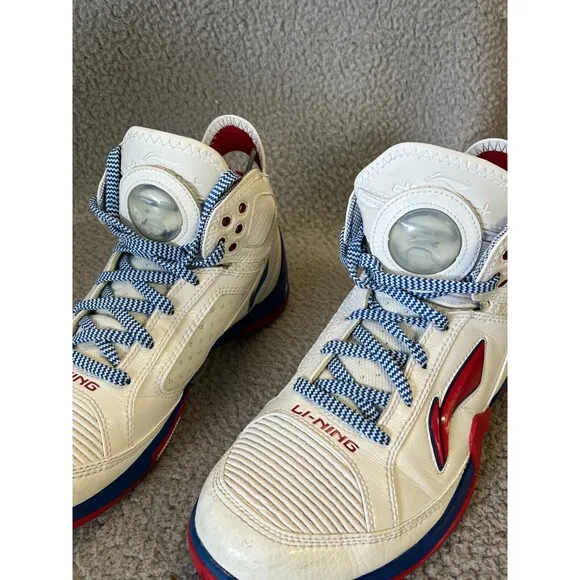 Vintage Li Ning Baron Davis VTG Basketball Shoes Mens 10.5 Red White Blue