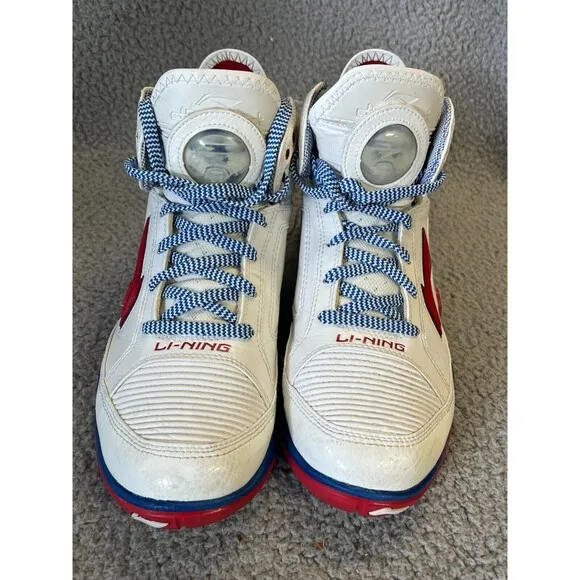 Vintage Li Ning Baron Davis VTG Basketball Shoes Mens 10.5 Red White Blue