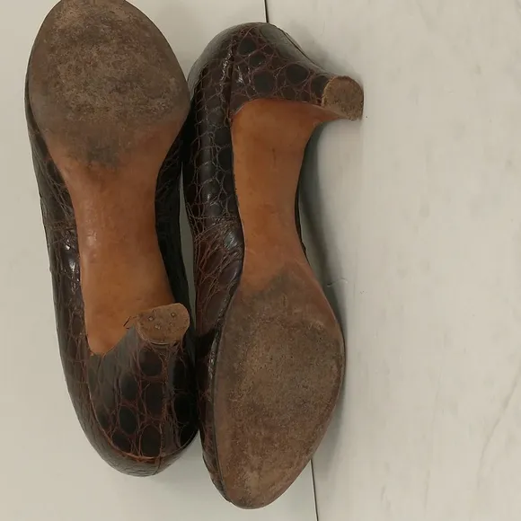 Vintage Lizard Skin Shoes 2.5&quot; Heel Classic Dress or Business Pump sz 8 Leather