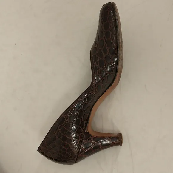 Vintage Lizard Skin Shoes 2.5&quot; Heel Classic Dress or Business Pump sz 8 Leather