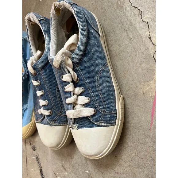 Vintage Low top Sneaker Lot blue kids, denim, lace up, shoes