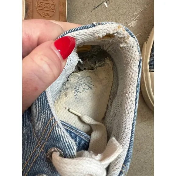 Vintage Low top Sneaker Lot blue kids, denim, lace up, shoes
