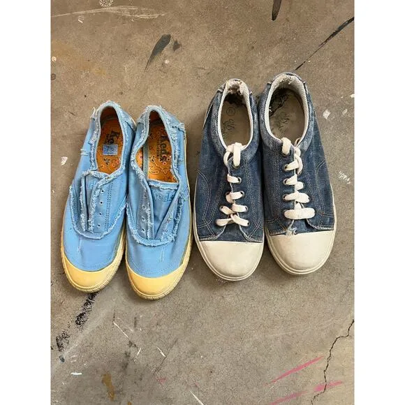 Vintage Low top Sneaker Lot blue kids, denim, lace up, shoes