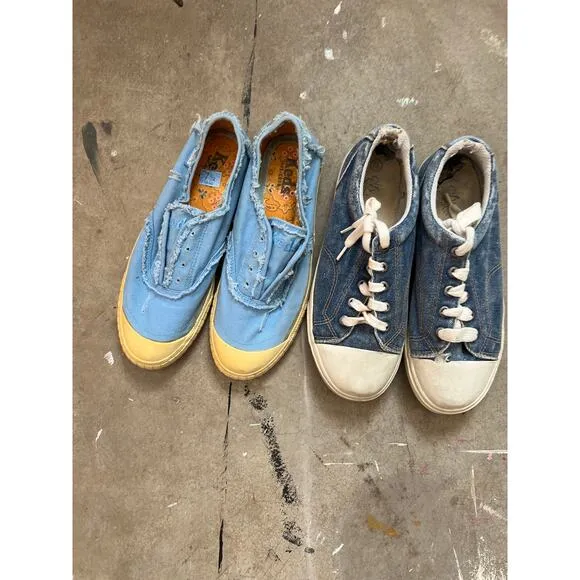 Vintage Low top Sneaker Lot blue kids, denim, lace up, shoes