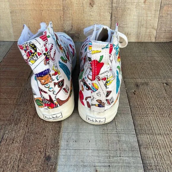 Vintage Nicole Miller POP ART Retro Lace Up Sneakers Shoes Women’s 9 High Top