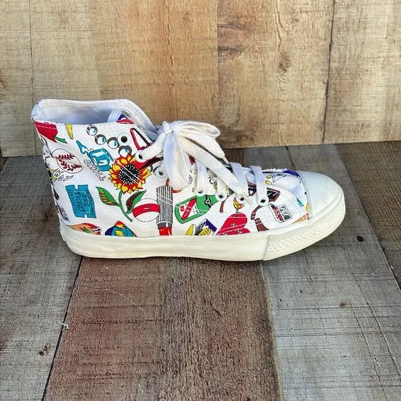 Vintage Nicole Miller POP ART Retro Lace Up Sneakers Shoes Women’s 9 High Top