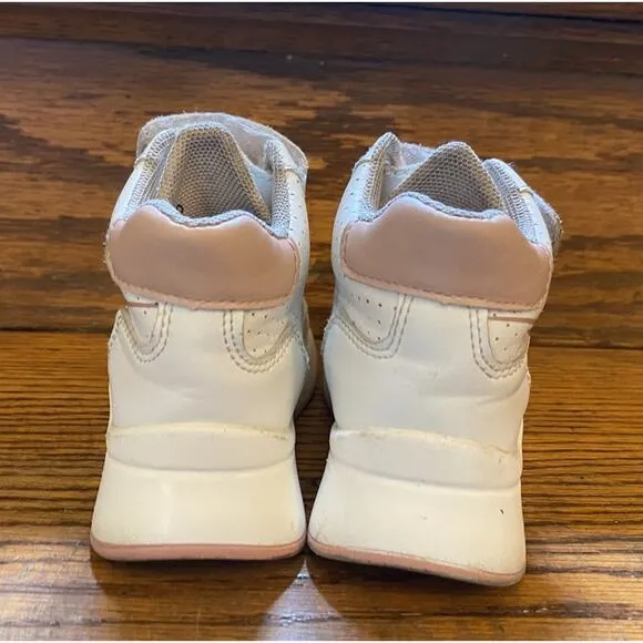 Vintage Nike Leather High Top Shoes Sneakers White Pink Infant Girls 4.5, EUC 20