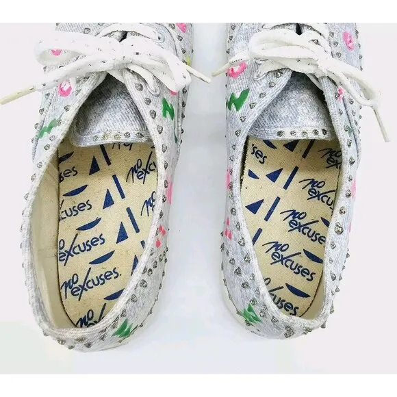 Vintage No Excuses Womens Blue Denim Canvas Shoes Size 5 90s Y2K Hip Hop Retro