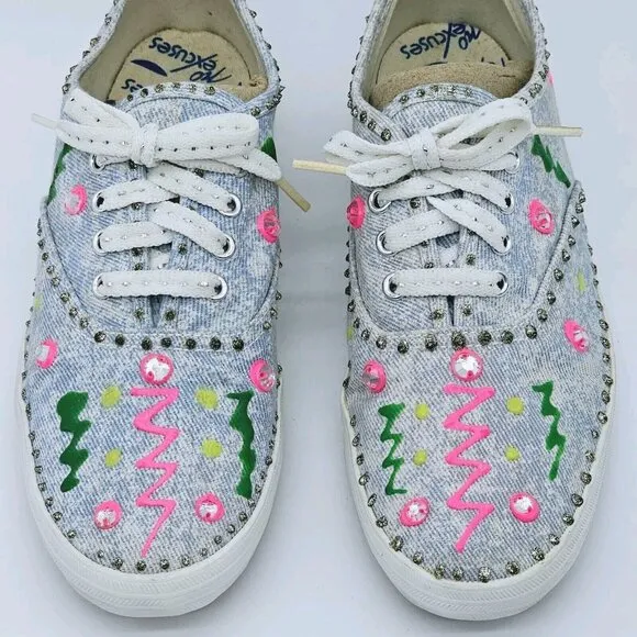 Vintage No Excuses Womens Blue Denim Canvas Shoes Size 5 90s Y2K Hip Hop Retro