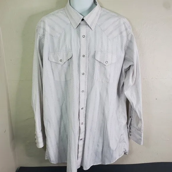 Vintage Panhandle Slim Mens Size 18 x 36 Button Down Western Shirt Pearl Snaps