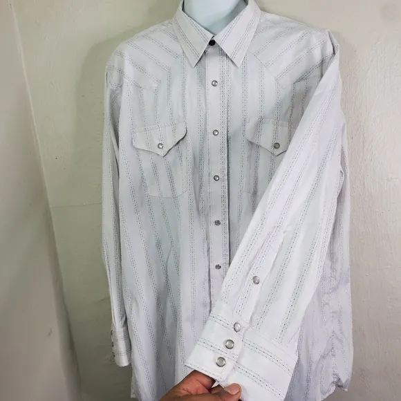 Vintage Panhandle Slim Mens Size 18 x 36 Button Down Western Shirt Pearl Snaps