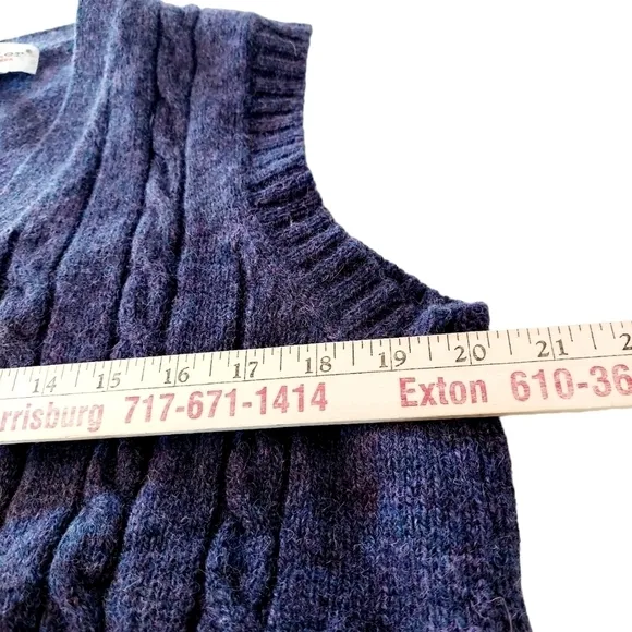 Vintage Parker of Vienna Shetland Wool Cable Knit Vest Large Deep Purple EUC
