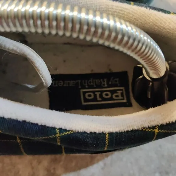 Vintage Polo Ralph Lauren Shoes Mens 11.5 D Plaid Check Sneakers Great Shape!