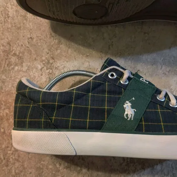 Vintage Polo Ralph Lauren Shoes Mens 11.5 D Plaid Check Sneakers Great Shape!