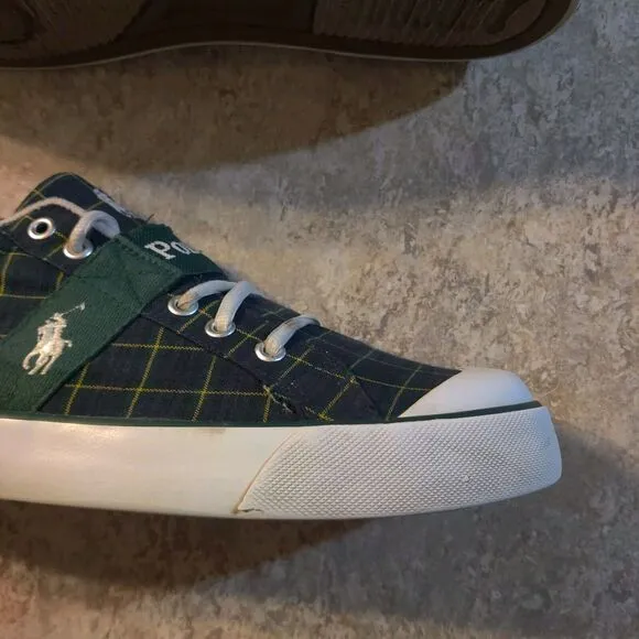 Vintage Polo Ralph Lauren Shoes Mens 11.5 D Plaid Check Sneakers Great Shape!