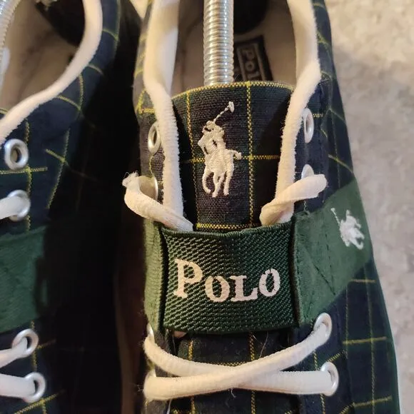 Vintage Polo Ralph Lauren Shoes Mens 11.5 D Plaid Check Sneakers Great Shape!