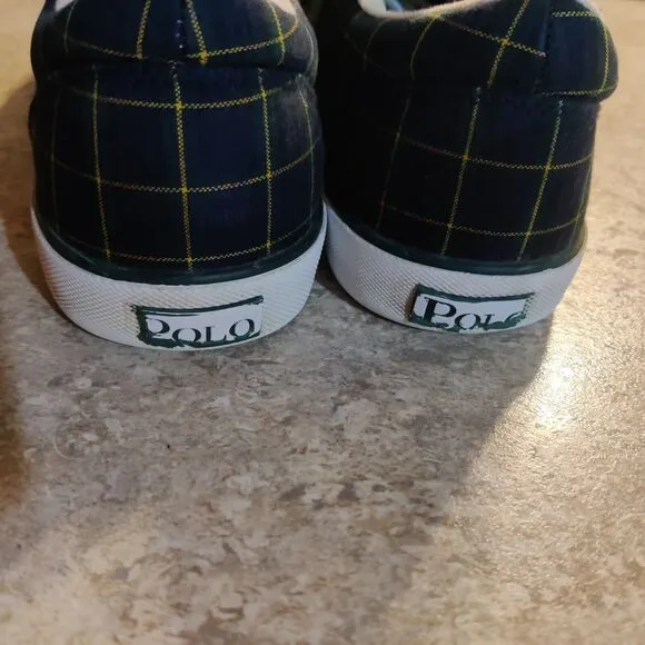 Vintage Polo Ralph Lauren Shoes Mens 11.5 D Plaid Check Sneakers Great Shape!