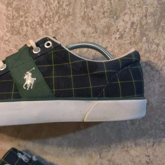 Vintage Polo Ralph Lauren Shoes Mens 11.5 D Plaid Check Sneakers Great Shape!